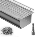 Produktbild: VEVOR Dachrinnenschutz, 12,7 cm breit, Aluminium-Blattfilter, Dachrinnenabdeckung zum Selbermachen, 13 Stück, 152 m Gesamtlänge, 0,4 cm Lochdurchmesser und 0,05 cm dick, Raptor-Dachrinnenschutz, passe