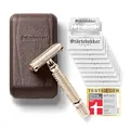 Produktbild: Störtebekker® Premium Rasierhobel Herren Hamburg - Rasierset mit 10 Rasierklingen & Leder-Etui - Nassrasierer Herren inkl. Reise-Etui mit Spiegel - *TESTSIEGER* Stiftung Warentest (12/2024)