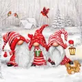 Produktbild: 20 Servietten Weihnachten Drei lustige Gnome als Tischdeko. Papierservietten mit Motiv für Winter mit Wichtel Zwerg Gnom Tomte. Auch für Decoupage und Serviettentechnik 33x33cm