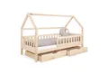 Produktbild: Ehrenkind Hausbett Lille aus massivem Kiefernholz inkl. Rausfallschutz und Rollrost (90x200 cm Natur, Hausbett mit optionalem Stauraum), 2 in 1 Aufbau bodentief oder Standardhöhe
