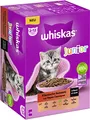 Produktbild: Whiskas Junior Katzenfutter Klassische Auswahl in Sauce, 12x85g (1 Packung) – Hochwertiges Nassfutter für heranwachsende Katzen von 2 bis 12 Monaten in 12 Portionsbeuteln