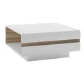 Produktbild: Lomadox Wohnzimmer Couchtisch in weiß Hochglanz mit Trüffel Eiche Nb., B/H/T ca. 75/39/75 cm