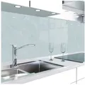 Produktbild: danario Küchenrückwand Folie selbstklebend, Glasoptik, Spritzschutz Küche, versteift & robust blau 340 cm x 60 cm