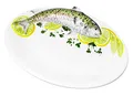 Produktbild: Lashuma Handgemachte Ovale Servierplatte aus Italienischer Keramik im Forellendesign, Servierteller 31x22 cm
