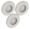 Produktbild: Trango 3er Set 6729IP65-032MOSD IP65 Einbaustrahler aus Edelstahl gebürstet inkl. 3x 5 W 3-Stufen dimmbar 3000K warmweiß Ultra Flach LED Modul, Dusche, Bad Einbauspots, Deckenstrahler, Deckenlampe
