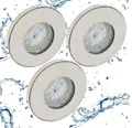 Produktbild: TRANGO LED Einbauleuchte, 3-Stufen dimmbar, 3er Set 6729IP65-032MOSD IP65 LED Einbaustrahler aus Edelstahl gebürstet inkl. 3x 5 W 3-Stufen dimmbar 3000K warmweiß Ultra Flach LED Modul, Bad, Dusche, Einbauspots, Deckenstrahler, Deckenlamp