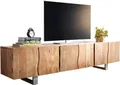 Produktbild: DELIFE Fernsehtisch Live-Edge Akazie Natur 220 cm 6 Türen Massivholz Baumkante Lowboard