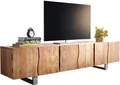 Produktbild: DELIFE Lowboard Live-Edge, Akazie Natur 220 cm 6 Türen Massivholz Baumkante Lowboard