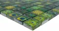 Produktbild: Handmuster Glasmosaik Mosaikfliese grün glänzend Pfau Wand Küche Bad Dusche MO .