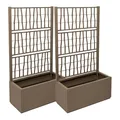Produktbild: 2 x Kreher® XL Rankgitter, Spalier mit Pflanzkasten aus robustem Kunststoff. Maße BxTxH in cm: 80 x 36 x 140 cm. Top für Garten, Terrasse und Balkon! (Taupe)