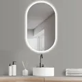 Produktbild: HOKO Badspiegel LED Anti-fog Wandspiegel Oval 60x100 cm+LED Wechsel Warmweiß-Kaltweiß-Neutral. Licht mit Touch/Wand Schalter einschaltbar. Triest - Transparent