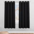 Produktbild: PONY DANCE Lichtundurchlässige Gardinen mit Ösen Thermovorhang Kälteschutz 2er Set H 175 x B 140 cm Schwarze Vorhänge Blickdicht für Schlafzimmer & Kinderzimmer Kleine Fenster