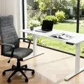 Produktbild: riess-ambiente Höhenverstellbarer Schreibtisch WHITE DESK 140 cm weiß Metallgestell Bürotisch - Weiß