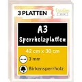 Produktbild: Creative Deco Bastelnaturmaterial Sperrholzplatte Stärke 3mm Birkensperrholz Dünne Holz-Zuschnitte, (3-tlg), Perfektes Blatt für Laubsäge, Brandmalerei, Laserschnitt 30 cm x 42 cm