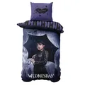 Produktbild: MTOnlinehandel Bettwäsche 135x200, Wednesday Addams Kissenbezug 80x80 + 135x200, für Kinder und Teenager, Microfaser, angenehm & weich, Fanartikel Serie, Merch Geschenk
