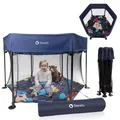 Produktbild: Laufstall Baby Laufgitter Schutzgitter LIONELO Roel 135 x 85 cm rutschfeste Fuße
