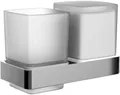 Produktbild: emco Loft Doppel Becherhalter aus Glas, Zahnputzbecher in Chrom, Wandmontage Bad Accessoire Modern, Elegant, Praktisch als Duschzubehör