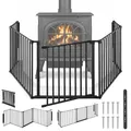 Produktbild: tectake® Kaminschutzgitter mit Tür 290 cm Metall Schutzgitter Ofenschutzgitter Absperrgitter faltbar Tierschutzgitter Türschutzgitter 5 Elemente Laufstall Kinderschutz Tür mit Sicherung - schwarz