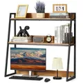 Produktbild: VEVOR Schreibtisch Bücherregal 2-stufiger Organizer (95 x 32 x 90 cm) Tischregale Organizer Ausstellungsregal aus Spanplatten + Melaminpapier + Q195A, Regal mit rutschfesten Füßen, Büro schwarz