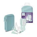 Produktbild: Philips AVENT Babypflege-Set – Starter-Set mit 9 Zubehörteilen: Nagelknipser, Schere, 3 Nagelfeilen, Kamm, Haarbürste, Nasensauger und Fingerzahnbürste (Modell SCH401/00)