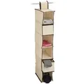 Produktbild: Relaxdays Hängeregal Stoff, Hängeaufbewahrung, 6 Fächer, 2 Schübe, für Kleiderschrank, HBT: ca. 82x14,5x30 cm, beige