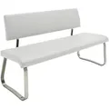 Produktbild: Livetastic Sitzbank, Weiß, Edelstahl, Metall, Leder, Echtleder, Rindleder, 175 cm, mit Rückenlehne, Esszimmer, Bänke, Sitzbänke