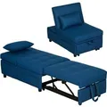 Produktbild: HOMCOM Schlafsessel Polyester Schaumstoff Blau 65,5L x 104B x 81H cm
