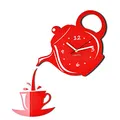 Produktbild: FLEXISTYLE Moderne Wanduhr für die Küche Tasse Und Kanne Rot, 45 cm x 45 cm, 3D, leise, Design, Made in EU