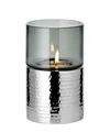 Produktbild: EDZARD Windlicht Cosmo, Dunkles Glas, Edelstahl gehämmert, hochglanzpoliert, perfekt für Maxi-Teelicht (Höhe 18 cm)