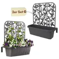 Produktbild: 2er Set Blumenkasten Balkon Balkonkasten mit Spalier Pflanzkasten mit Wasserspeicher Blumenkasten Geländer Kasten Balkongeländer Geländerkasten ...