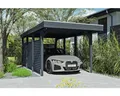Produktbild: Einzelcarport SKAN HOLZ Friesland-Hybrid inkl. Rückwand/Seitenwand Aluminium, Pf