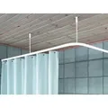 Produktbild: Duschvorhangstange komplettset mit Duschvorhang,Ringen und Deckenhalterung Duschvorhangstangen-Set - Weiß