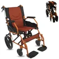 Produktbild: Rollstuhl faltbar Zwei Bremssysteme Sitz 41 cm Klappbare Rückenlehne Aluminium Faltrollstuhl Orange Pirámide Mobiclinic