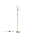 Produktbild: Qazqa Modern Stehleuchte, Stehlampe - Athens-opal - Gold mit Bernsteinglas, Vintage, Rund, max. 28W, Geeignet für LED, 5-flammig, 160cm, Ideal als Küche lampe, Schlafzimmerlampe und Wohnzimmerlampe