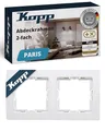 Produktbild: Kopp PARIS 2-fach Abdeckrahmen in Arktis-Weiß - 8,3 x 15,4 cm - Rahmen für Steckdosen & Schalter - Stilvoller Steckdosenrahmen aus Kunststoff - Hochwertiger Lichtschalter-Rahmen
