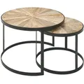 Produktbild: FineBuy Design Couchtisch Massivholz Wohnzimmertisch 2 teilig Rund Sofatisch