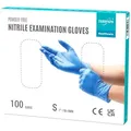 Produktbild: EUROPAPA Nitril-Handschuhe Medical Einmalhandschuhe Untersuchungshandschuhe (100 Stück, puderfrei ohne Latex, Gummihandschuhe) unsteril latexfrei disposible gloves blau S