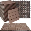 Produktbild: tectake® WPC Holzfliesen, 31x31 cm, Holzoptik Fliesen wetterfest, 22er Set = 2,1142 m², Bodenbelag für Wintergarten, Bodenfliesen, Balkonboden, Boden Terrassenfliesen mit Klicksystem, Drainage - braun