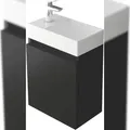 Produktbild: Alpenberger Gäste WC Badmöbel Set | Waschbecken mit Unterschrank | Waschbeckenunterschrank Waschtisch | Badschrank Schwarz Matt Badezimmerschrank