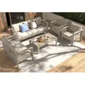Produktbild: MeXo Gartenlounge-Set Terrassenmöbel Set 6-7 Personen Aluminium outdoor wetterfest, Gartenmöbel Set Alu mit Tisch, Luxus Relax, Beige+Taupe - Beige/Taupe