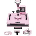 Produktbild: VEVOR Hitzepresse Transferpresse 30x38cm 5 in 1 Tumbler Presse T-Shirts Rosa