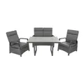 Produktbild: Green Spirit - Garten Sitzgruppe Montana - Grau, Polyrattan, Aluminium, für 4 Personen, Wetterfest, Gartenmöbel-Set 4 teilig mit Bank, Tisch, 2 Sessel