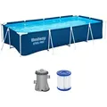 Produktbild: Steel ProTM Frame Pool Set mit Filterpumpe 400 x 211 x 81 cm , dunkelblau, eckig