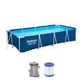 Produktbild: Bestway Steel Pro Frame Pool Set mit Filterpumpe 400 x 211 x 81 cm , dunkelblau, eckig