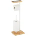 Produktbild: Relaxdays Toilettenpapierhalter, Weiß, Metall, Holz, Kunststoff, 21x66.5x17 cm, Badaccessoires
