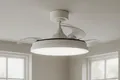 Produktbild: MeLiTec Deckenleuchte mit Ventilator DV07, Deckenventilator mit LED-Beleuchtung, leise, RGB-Licht, verschiedene Farbmodi, dimmbar, weiß, Fernbedienung