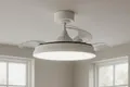 Produktbild: MeLiTec Deckenleuchte mit Ventilator, Deckenventilator mit Beleuchtung LED, leise, mit RGB-Licht, verschiedene Farbmodi, Timer- und Nachtlichtfunktion, dimmbar, DV07, weiß, Steuerung per Fernbedienung