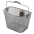Produktbild: Prophete Fahrradkorb City, abnehmbar, mit Lenkervorbauadapter, passend für Fahrräder mit Federgabel, PE-Kunststoffbeschichtung, engmaschiges Wabengitter, 340 x 250 x 260 mm