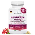 Produktbild: Bandini® Berberin 1000mg rein hochdosiert | 180 vegane Tabletten - Berberin HCl aus Berberis Aristata 97% + Chrom und Schwarzer Pfeffer | Maximale Absorption - Verdauung, Leber, Darmfunktion