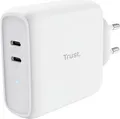 Produktbild: Trust Maxo - Netzteil - 65 Watt - 3 A - PD 3,0 - 2 Ausgabeanschlussstellen (24 pin USB-C) - weiß (25381)